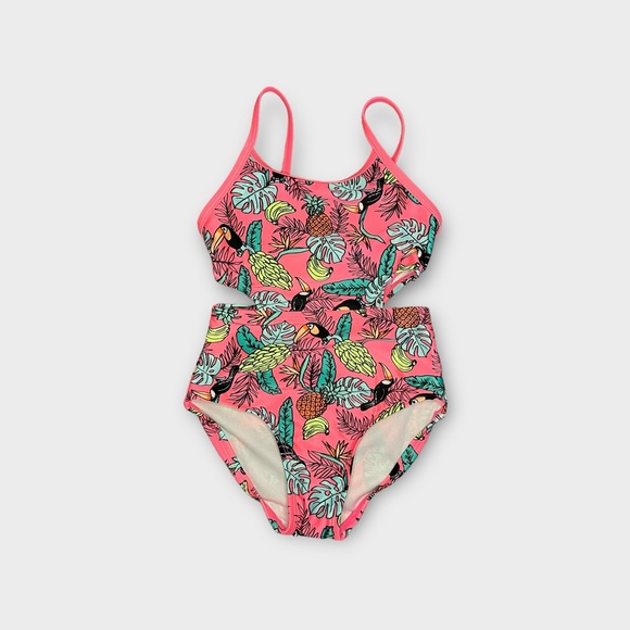 Cat & Jack Other - Cat & Jack Tropical Pattern Side Cut Out Swimsuit NWOT